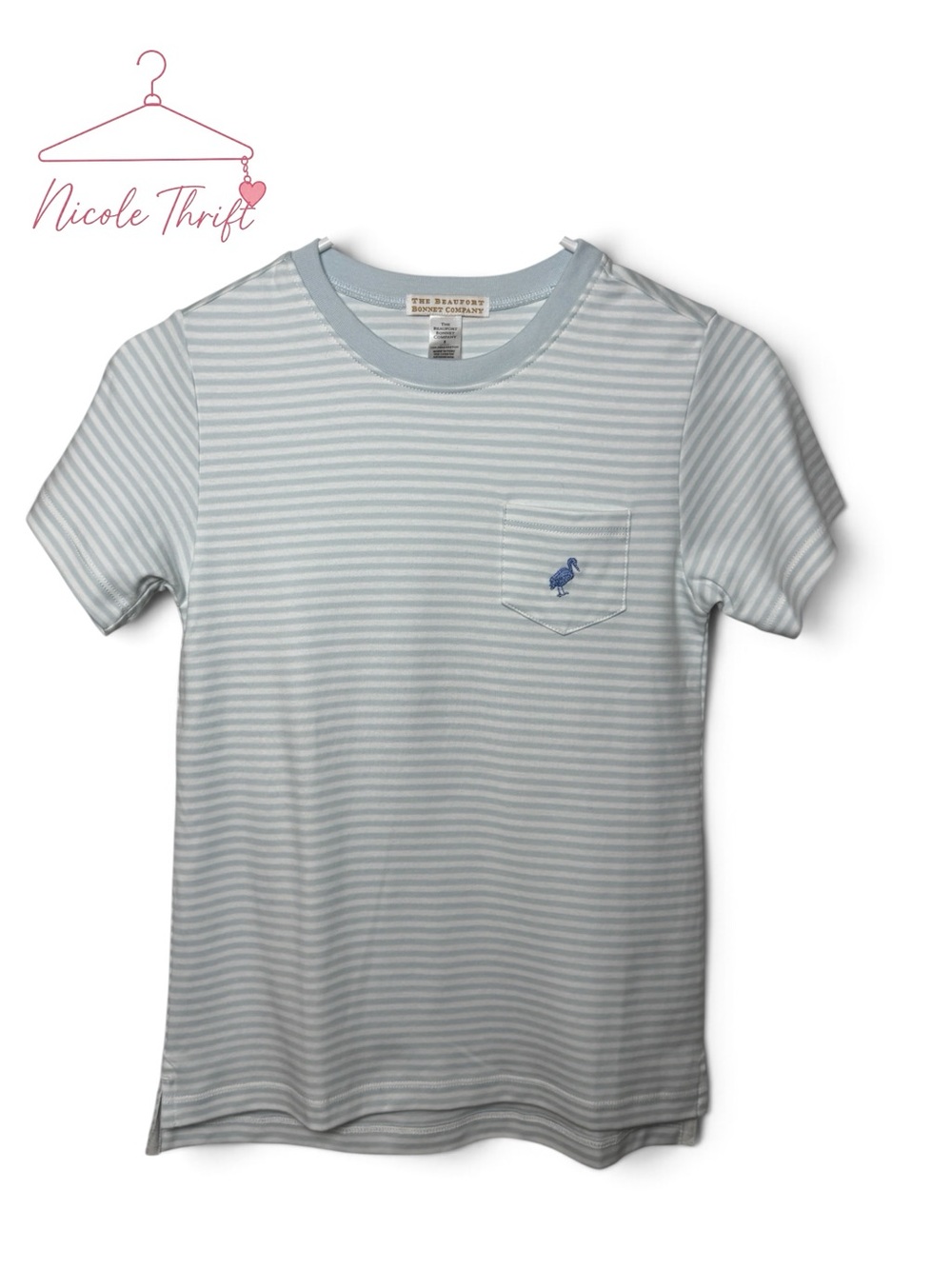 The Beaufort Bonnet Company Blue Stripe Pima Pocket Tee Boys 8